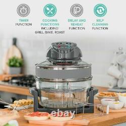 17L Halogen Air Fryer Rotary Convection Oven Multi Cooker Low Fat Health Grey UK