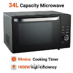 34L Drop-down Door Microwave Oven with Grill 6 Optional Microwave Power Levels