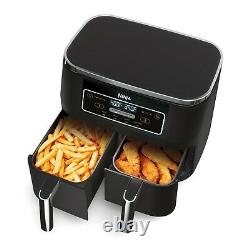 4-in-1 8-qt, 2-BASKET Air Fryer With Dual Zone Technology Dishwasher Safe NEW