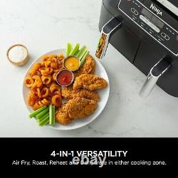 4-in-1 8-qt, 2-BASKET Air Fryer With Dual Zone Technology Dishwasher Safe NEW