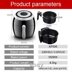 5.8QT 5.5L Air Fryer Low Fat Oil Free Kitchen Oven Timer Frying Cooker Healthy