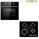 Cookology 60cm Black Electric Fan Forced Oven & Built-in Gas-on-glass Hob Pack