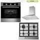 Cookology 60cm Built-in Electric Fan Oven, Cast-iron Gas Hob & Cooker Hood Pack