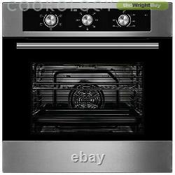 Cookology 60cm Built-in Electric Fan Oven, Gas-on-Glass Hob & Curved Hood Pack
