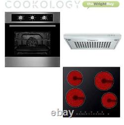 Cookology 60cm Electric Fan Oven, Touch Control Ceramic Hob & Visor Hood Pack