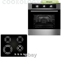 Cookology 60cm Single Built-in Electric Fan Oven & Gas-on-Glass Hob Kitchen Pack