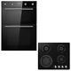 Cookology Black Built-in Double Oven & 60cm Gas-on-glass Hob Pack