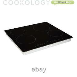 Cookology Black Built-in Double Oven, Ceramic Hob & Curved Glass Hood Pack