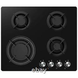 Cookology Black Built-in Double Oven, Gas-on-Glass Hob & Curved Hood Pack