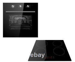 Cookology Black Electric Fan Forced Oven & 60cm four zone Induction Hob Pack