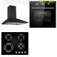 Cookology Black Electric Fan Forced Oven, Gas-on-glass Hob & Cooker Hood Pack