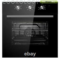 Cookology Black Electric Fan Oven, Ceramic & Cast-Iron Gas Hob & 60cm Hood Pack