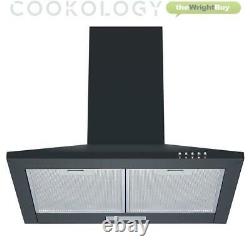 Cookology Black Electric Fan Oven, Ceramic & Cast-Iron Gas Hob & 60cm Hood Pack