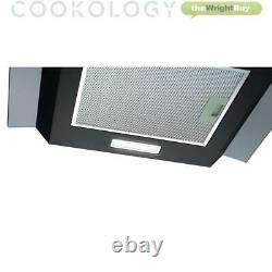 Cookology Black Electric Fan Oven, Glass & Cast-Iron Gas Hob & Curved Hood Pack