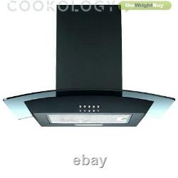 Cookology Black Electric Fan Oven, Induction Hob & 60cm Curved Glass Hood Pack