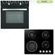 Cookology Black Single Electric Fan Oven & 60cm Gas On Glass Hob Pack
