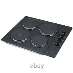 Cookology Black Single Fan Oven, Electric Plate Hob & Curved Glass Hood Pack