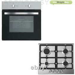 Cookology Electric Fan Oven & 60cm Stainless Steel & Cast-Iron Gas Hob Pack