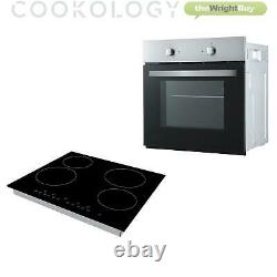 Cookology Fan Forced Oven, 60cm Touch Ceramic Hob & Curved Glass Hood Pack