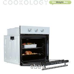 Cookology White Electric Fan Forced Oven, Gas-on-Glass Hob & Curved Hood Pack