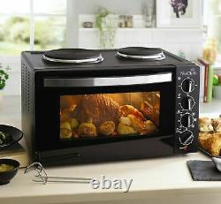 Electric Mini Oven 30L Cooker Toaster Grill Timer 1200W & Double Hob Hotplat