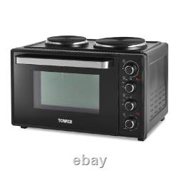 Electric Mini Oven Tower T14044 32L with Hot Plates in Black