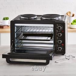 Electric Mini Oven Tower T14044 32L with Hot Plates in Black