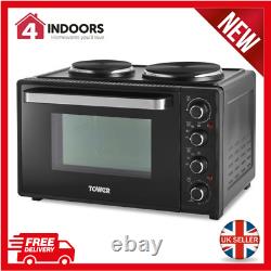 Electric Mini Oven Tower T14044 32L with Hot Plates in Black