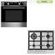 Electric Oven Gas Hob Pack Cookology 60cm Built-in Fan Oven, Stainless Steel Hob
