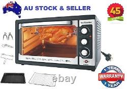 Huge 45L Convection Rotisserie BBQ Bench Oven Roaster Air Fryer 1850W 1yr Wrnty