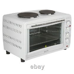 Igenix IG7145 Electric Mini Oven with Double Hotplate Hobs, 45 Litre White