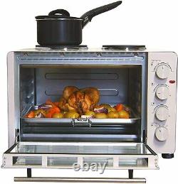 Igenix IG7145 Electric Mini Oven with Double Hotplate Hobs, 45 Litre White