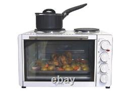 Igenix IG7145 Tabletop 45L Mini Oven & Grill Double Hotplate Hobs White #DENTED#