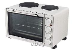 Igenix IG7145 Tabletop 45L Mini Oven & Grill Double Hotplate Hobs White #DENTED#