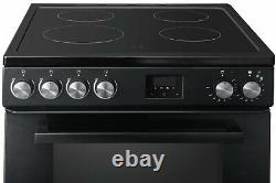 New World NWLS60TEB Free Standing 60cm 4 Hob Double Electric Cooker Black