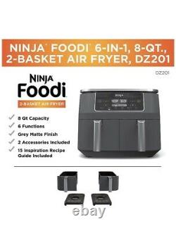 Ninja DZ100 Foodi 4-in-1 8 qt 2-Basket Air Fryer with DualZone Technology