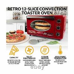 Nostalgia RTOV2RR Convection Toaster Oven 0.7 Cu Ft Built In Timer Metallic Red