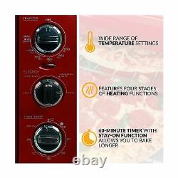 Nostalgia RTOV2RR Convection Toaster Oven 0.7 Cu Ft Built In Timer Metallic Red