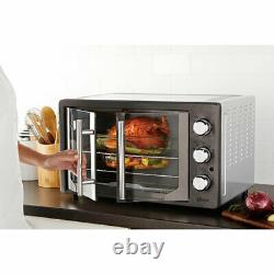 Oster 31160840 French Door Turbo Convection Toaster Oven, Metallic and Charcoal