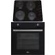 Sia 60cm Black Built In 75l Electric Single Oven & 4 Zone Solid Plate Hob