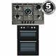 Sia 60cm Black Built In Double Oven And 70cm 5 Burner Stainless Steel Gas Hob