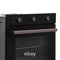 SIA 60cm Black Electric Single Fan Oven, 4 Zone Solid Plate Hob & Cooker Hood