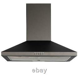 SIA 60cm Black Single Electric Oven, 4 Zone Plate Hob & Chimney Cooker Hood