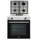 Sia 60cm Stainless Steel 75l Built In Electric Single Oven & 4 Burner Gas Hob