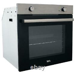 SIA 60cm Stainless Steel 75L Built In Electric Single Oven & 4 Burner Gas Hob