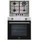 Sia 60cm Stainless Steel Built In 75l Electric Single Oven & 4 Burner Gas Hob