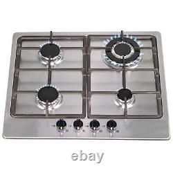 SIA 60cm Stainless Steel Built Under Double Electric Oven & 4 Gas Burner Hob