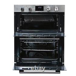 SIA 60cm Stainless Steel Built Under Double Electric Oven & 4 Gas Burner Hob