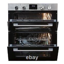 SIA 60cm Stainless Steel Built Under Double Electric Oven & 4 Gas Burner Hob