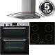 Sia 60cm Stainless Steel Built Under Oven, 4 Zone Induction Hob & Curved Hood